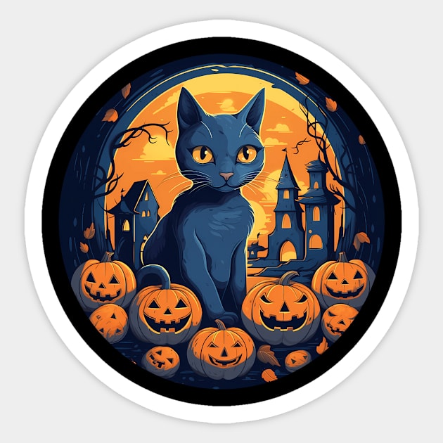 Russian Blue Cat Halloween, Cat Lover Sticker by dukito